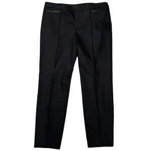 St. John Pre Fall 2017 Trousers Dress Pants Leather Accents Black USA Size 14